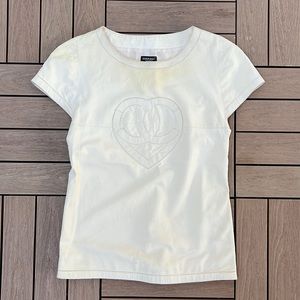 Vtg Chanel off white leather top